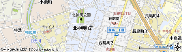 愛知県一宮市北神明町周辺の地図