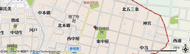 愛知県一宮市春明東中屋13周辺の地図
