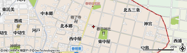 愛知県一宮市春明東中屋12周辺の地図