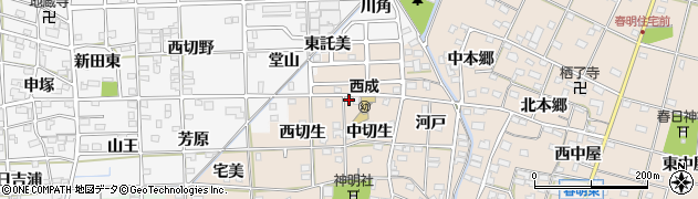 愛知県一宮市春明中切生3周辺の地図