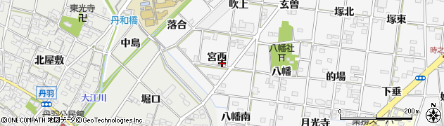 愛知県一宮市時之島宮西周辺の地図