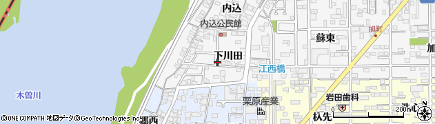 愛知県一宮市奥町（下川田）周辺の地図
