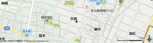 愛知県江南市安良町宮前周辺の地図