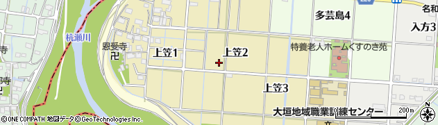 岐阜県大垣市上笠周辺の地図