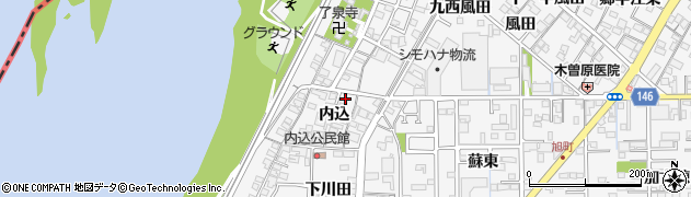 愛知県一宮市奥町内込周辺の地図