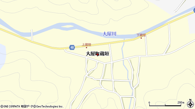 〒667-0321 兵庫県養父市大屋町蔵垣の地図