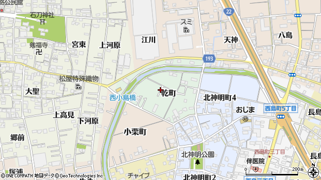 〒491-0061 愛知県一宮市乾町の地図