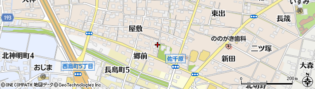 愛知県一宮市佐千原（屋敷）周辺の地図