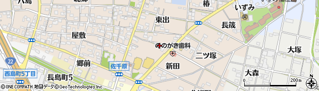 愛知県一宮市佐千原（東出）周辺の地図