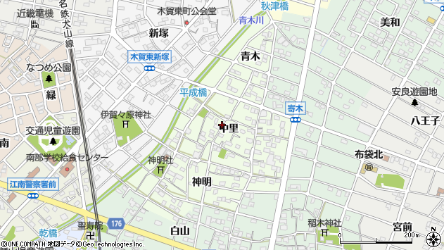 〒483-8186 愛知県江南市大海道町中里の地図