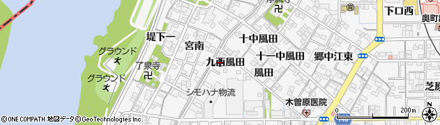 愛知県一宮市奥町九西風田周辺の地図