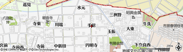 愛知県一宮市時之島手招周辺の地図
