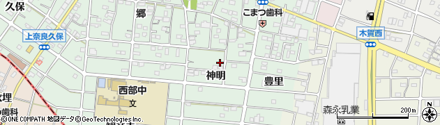 愛知県江南市上奈良町神明周辺の地図
