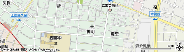 愛知県江南市上奈良町（神明）周辺の地図