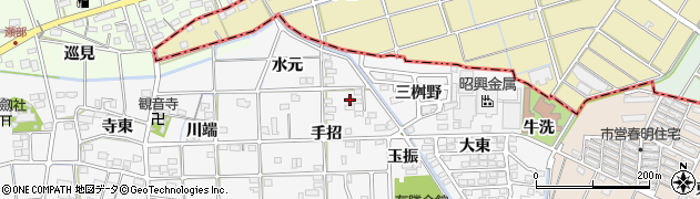 愛知県一宮市時之島手招12周辺の地図