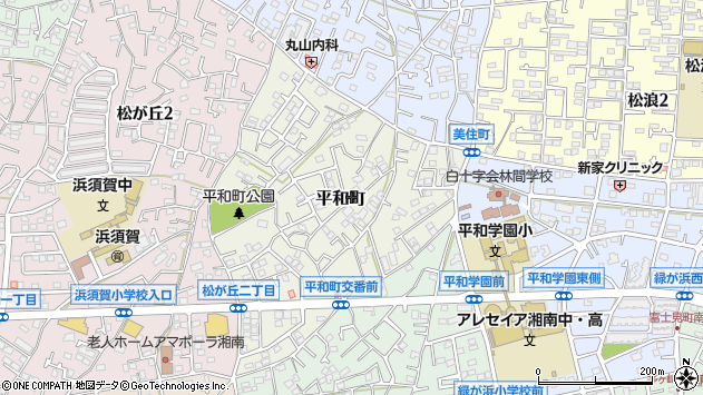 〒253-0024 神奈川県茅ヶ崎市平和町の地図