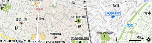 愛知県江南市木賀本郷町緑周辺の地図