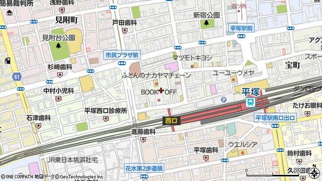 〒254-0043 神奈川県平塚市紅谷町の地図