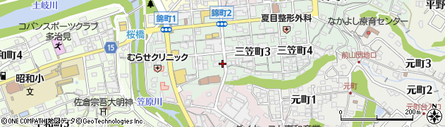 岐阜県多治見市三笠町周辺の地図