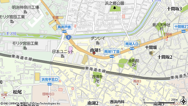 〒253-0061 神奈川県茅ヶ崎市南湖の地図