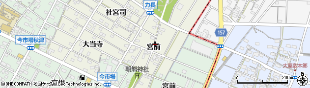 愛知県江南市力長町宮前周辺の地図