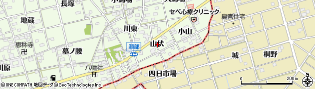 愛知県一宮市瀬部山伏周辺の地図