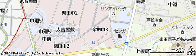 愛知県犬山市楽田巾3丁目周辺の地図