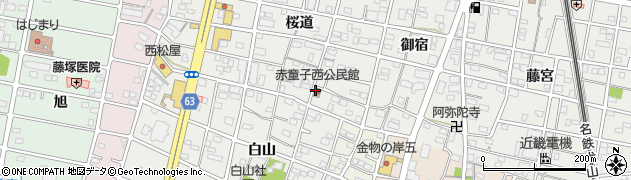 愛知県江南市赤童子町桜道周辺の地図