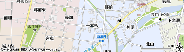 愛知県一宮市浅井町西浅井（一本杉）周辺の地図