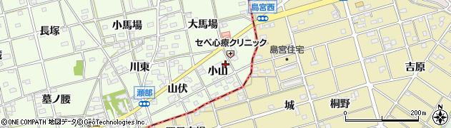 愛知県一宮市瀬部（小山）周辺の地図