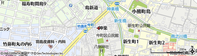 岐阜県羽島市竹鼻町神楽周辺の地図