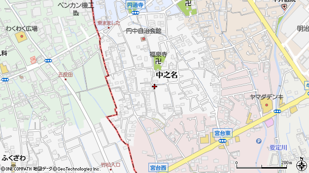 〒258-0024 神奈川県足柄上郡開成町中之名の地図