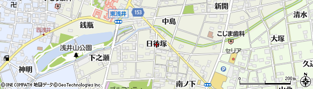 愛知県一宮市浅井町東浅井日待塚周辺の地図