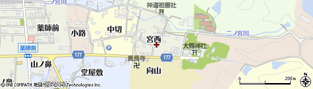 愛知県犬山市宮西周辺の地図
