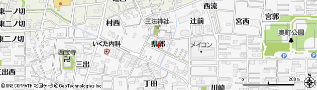 愛知県一宮市奥町県郭周辺の地図