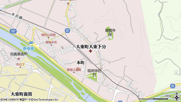 〒699-1242 島根県雲南市大東町大東下分の地図