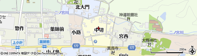 愛知県犬山市中切周辺の地図
