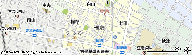 愛知県江南市尾崎町屋敷周辺の地図