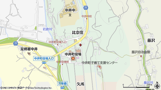 〒259-0153 神奈川県足柄上郡中井町比奈窪の地図