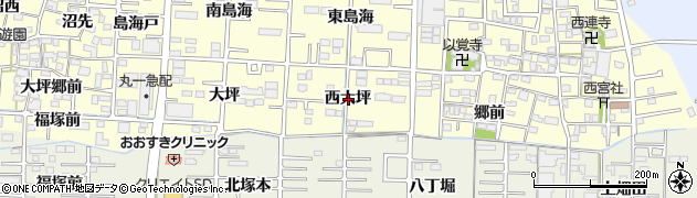 愛知県一宮市木曽川町門間西大坪周辺の地図