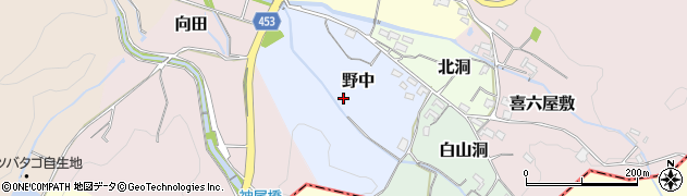 愛知県犬山市野中周辺の地図