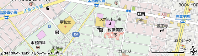 愛知県江南市上奈良町（緑）周辺の地図