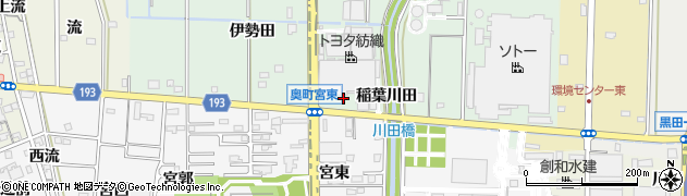愛知県一宮市木曽川町外割田下稲葉周辺の地図