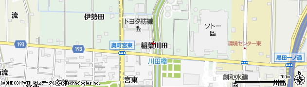 愛知県一宮市木曽川町外割田稲葉川田周辺の地図