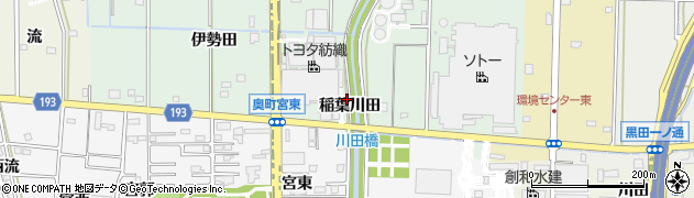 愛知県一宮市木曽川町外割田（稲葉川田）周辺の地図