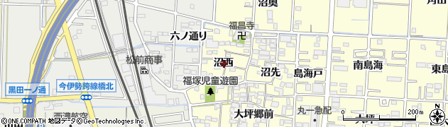 愛知県一宮市木曽川町門間沼西周辺の地図