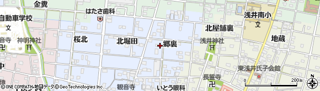 愛知県一宮市浅井町西浅井郷裏周辺の地図