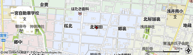 愛知県一宮市浅井町西浅井北堀田周辺の地図