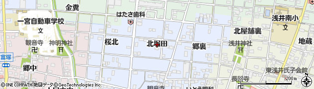 愛知県一宮市浅井町西浅井（北堀田）周辺の地図