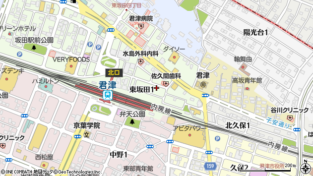 〒299-1144 千葉県君津市東坂田の地図
